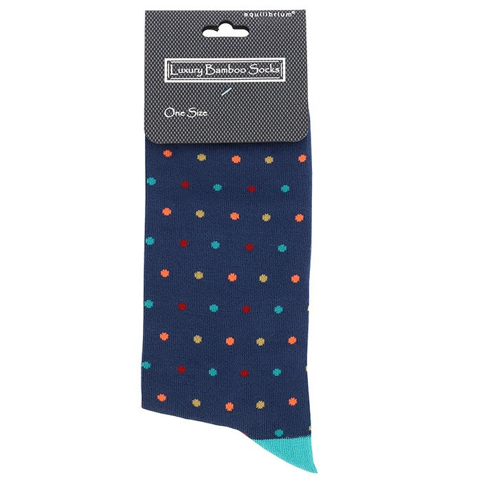 Men's Dots Luxury Bamboo Socks Blue - Sugarplum Boutique