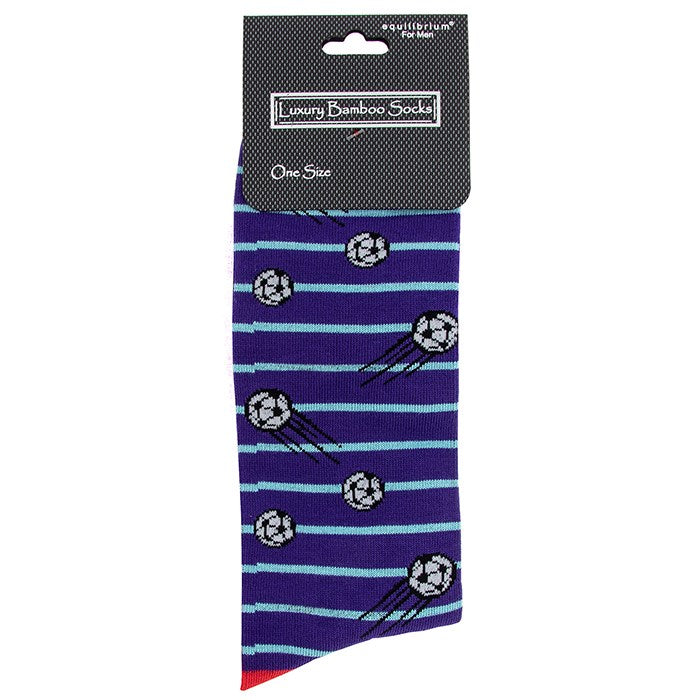 Men's Football Luxury Bamboo Socks Blue - Sugarplum Boutique