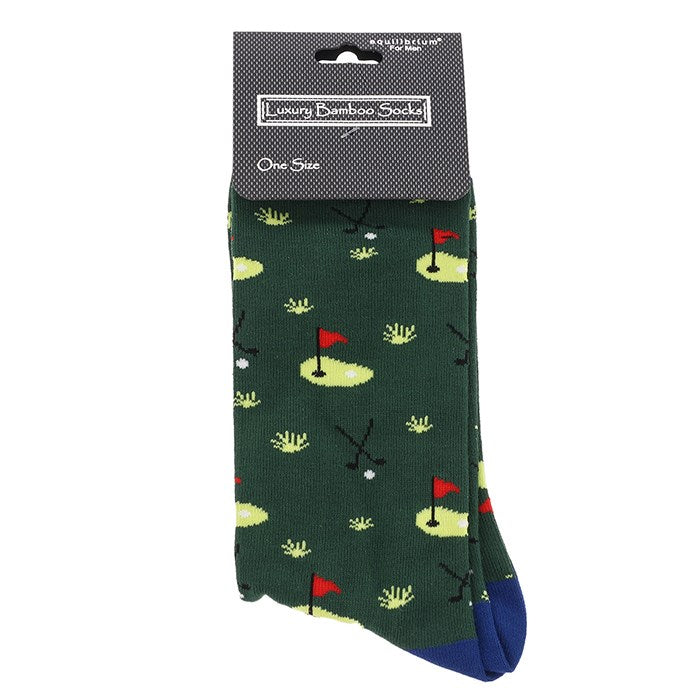 Men's Golf Luxury Bamboo Socks Green- Sugarplum Boutique
