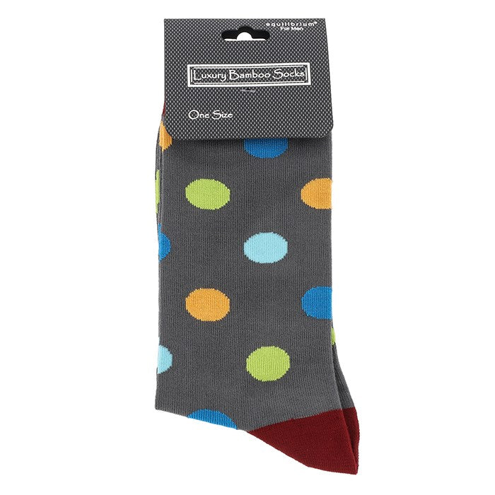 Men's Spots Luxury Bamboo Socks Grey - Sugarplum Boutique