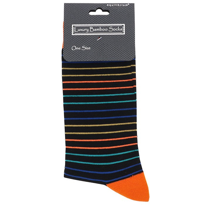Men's Striped Luxury Bamboo Socks Black - Sugarplum Boutique