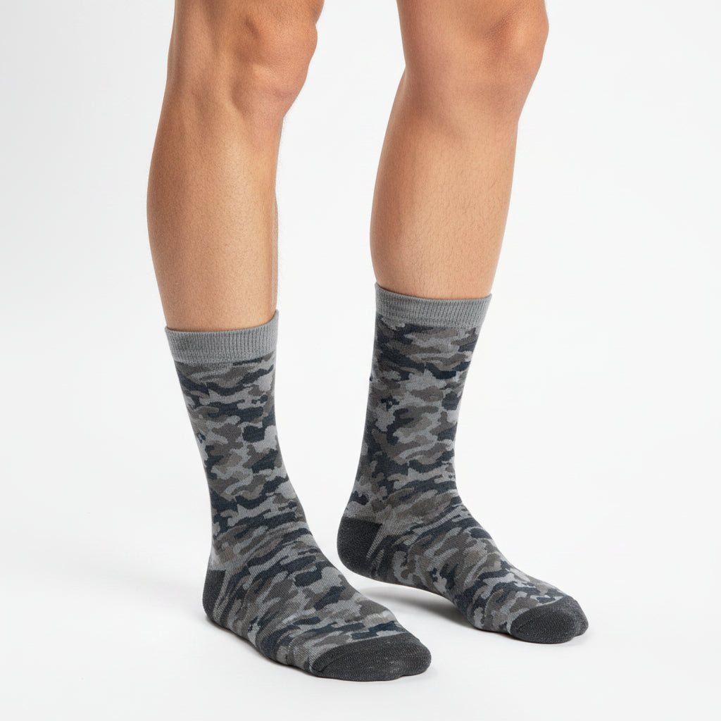 Men's Camo Luxury Bamboo Socks Grey - Sugarplum Boutique