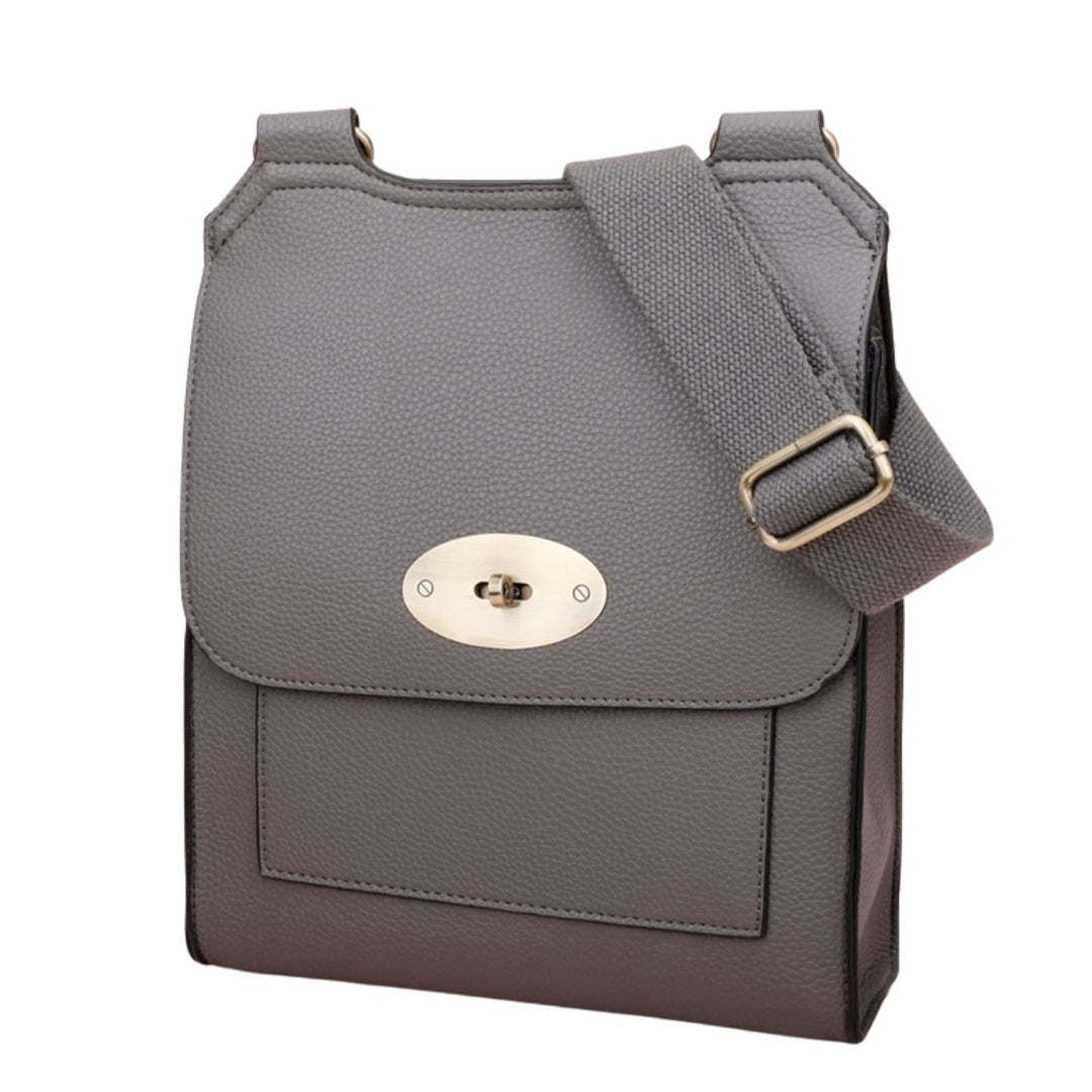Messenger Dark Grey Faux Leather Cross Body Bag - Sugarplum Boutique