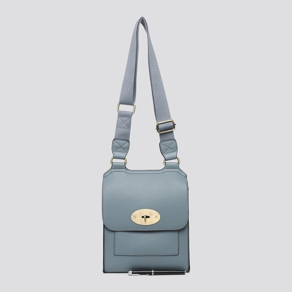 Messenger Duck Egg Blue Faux Leather Cross Body Bag - Sugarplum Boutique