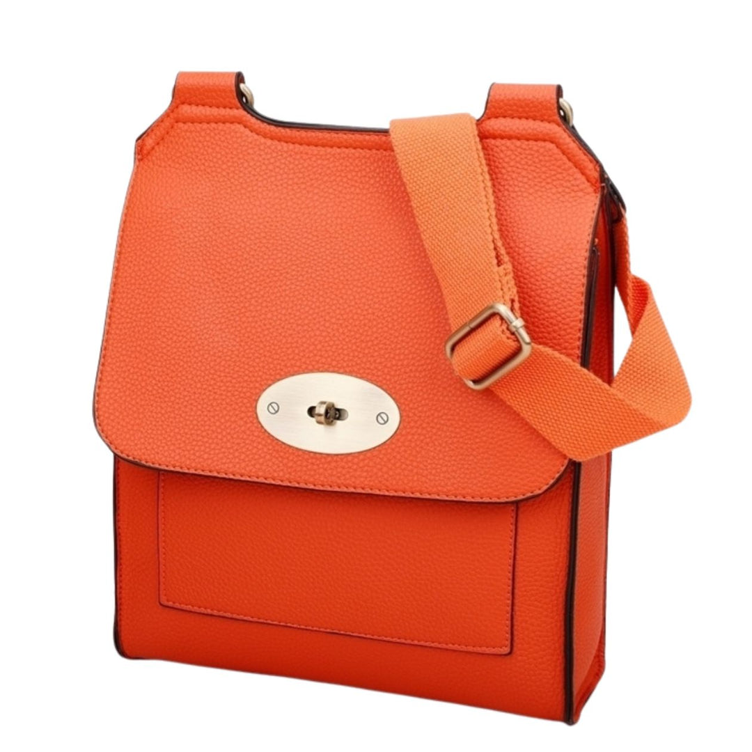 Messenger Orange Faux Leather Cross Body Bag - Sugarplum Boutique