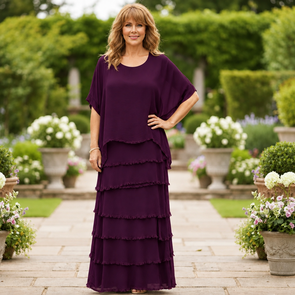 Millicent Aubergine Silk Tier Maxi Dress - Sugarplum Boutique