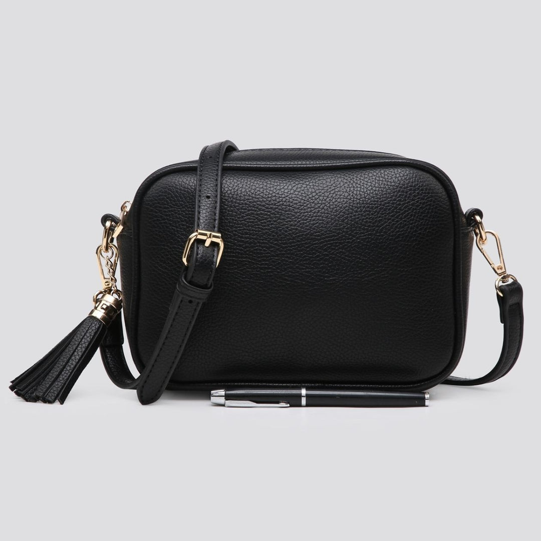 Millie Black Faux Leather Cross Body Camera Handbag - Sugarplum Boutique