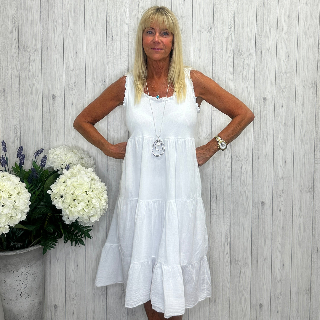 Millie Cotton Sleeveless Dress White - Sugarplum Boutique