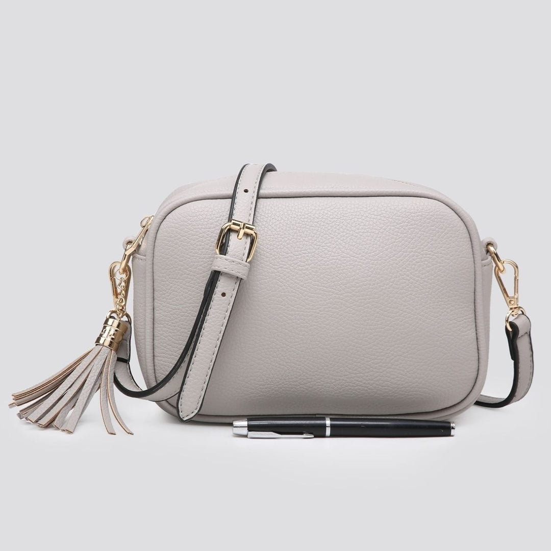 Millie Light Grey Faux Leather Cross Body Camera Handbag - Sugarplum Boutique
