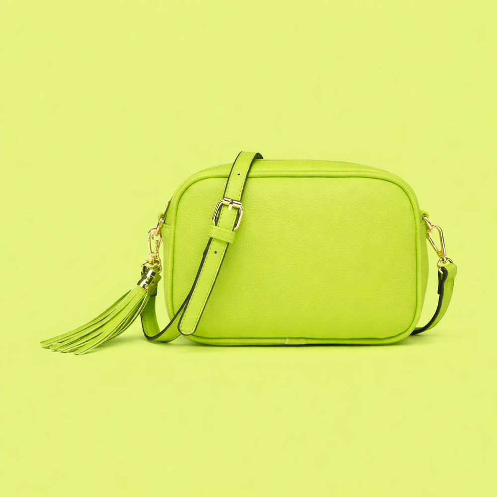 Millie Lime Green Faux Leather Cross Body Camera Handbag - Sugarplum Boutique