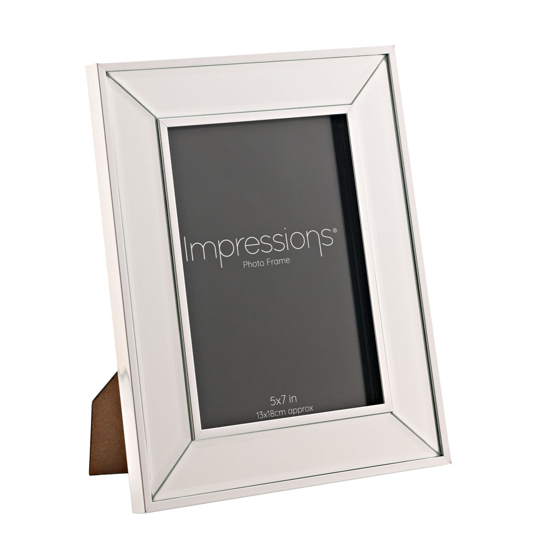 Mirror Photo Frame Silver Border Corner Bevel 7" x 5" - Sugarplum Boutique