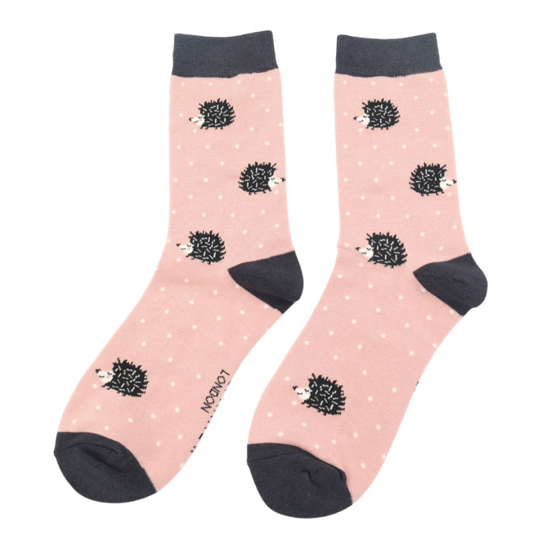Miss Sparrow Hedgehog Ladies Bamboo Socks Pink - Sugarplum Boutique