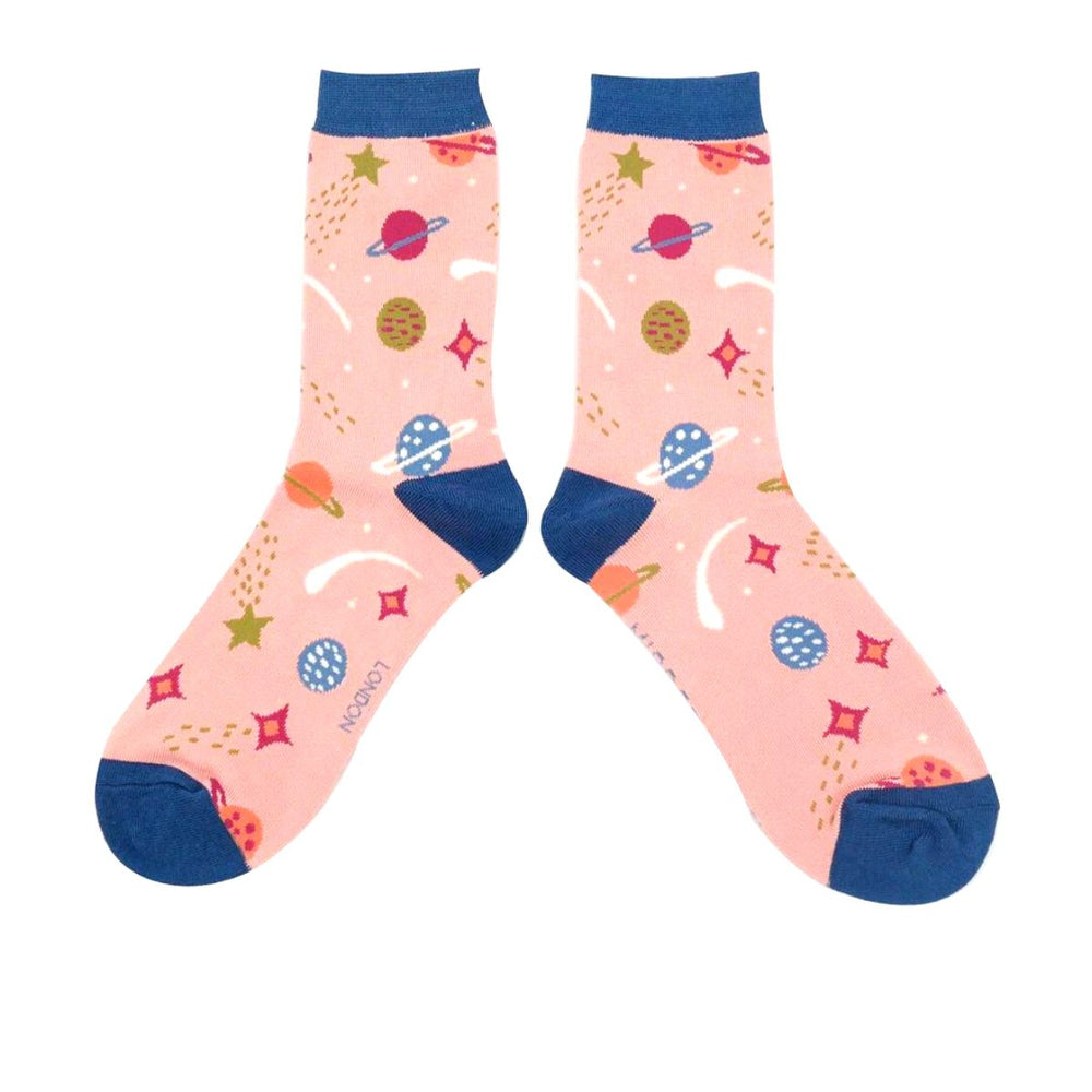 Miss Sparrow Space Ladies Socks Pink - Sugarplum Boutique