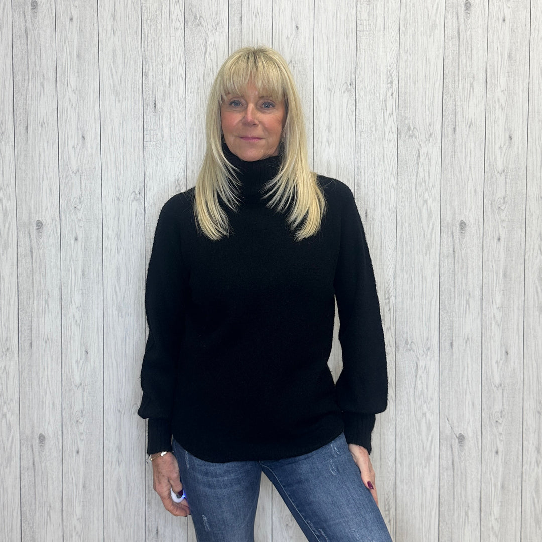 Misty Black Roll Neck Cosy Jumper - Sugarplum Boutique