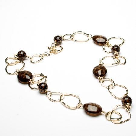 Mixed Brown Tigers Eye Effect Beads Long Necklace - Sugarplum Boutique