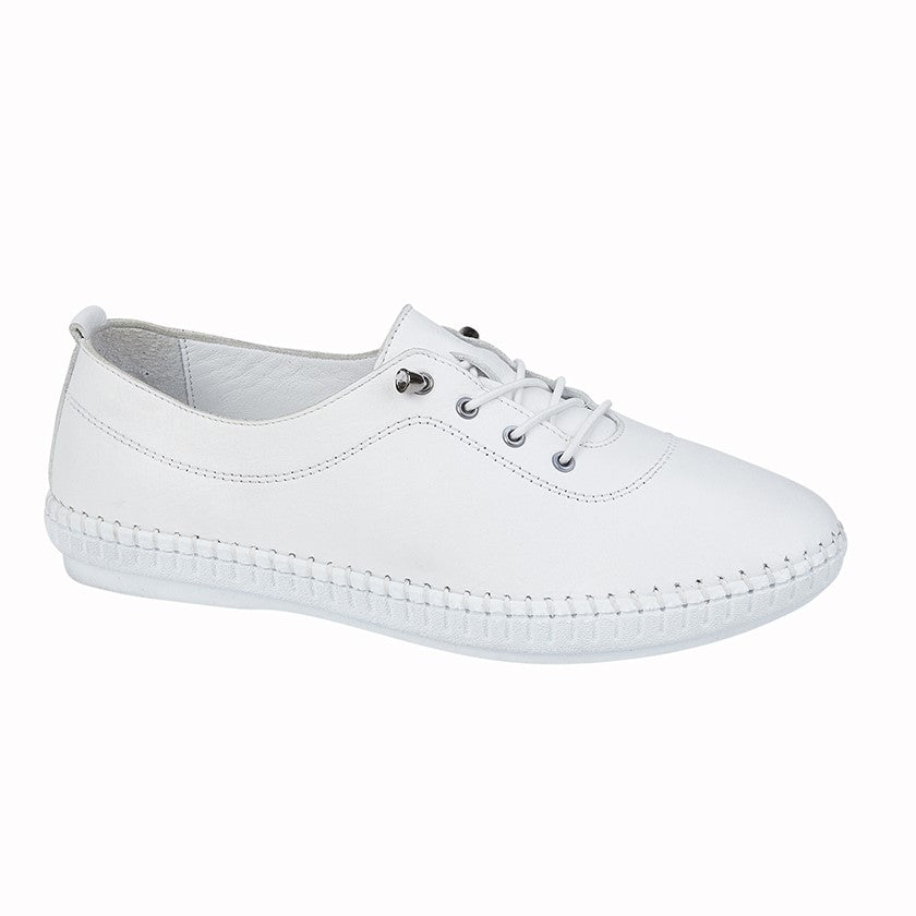Mod Comfy Leather Elastic Lace Up Comfort Shoe White - Sugarplum Boutique