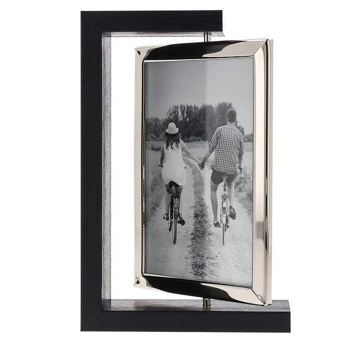 Modern Black Wood Spin Photo Frame 6x4 - Sugarplum Boutique