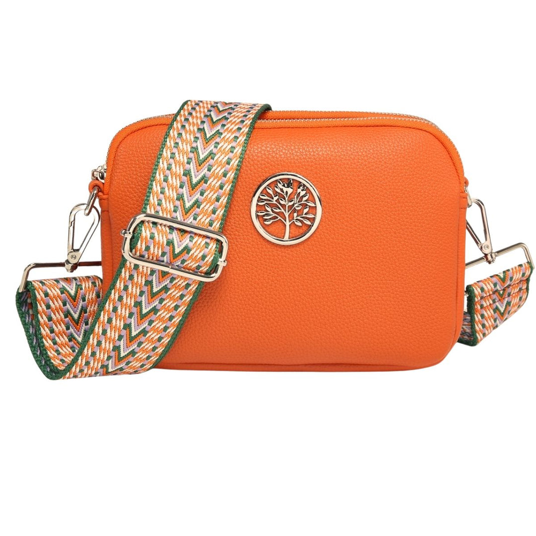 Molly Orange Double Pocket Tree Of Life Bag With Handle - Sugarplum Boutique