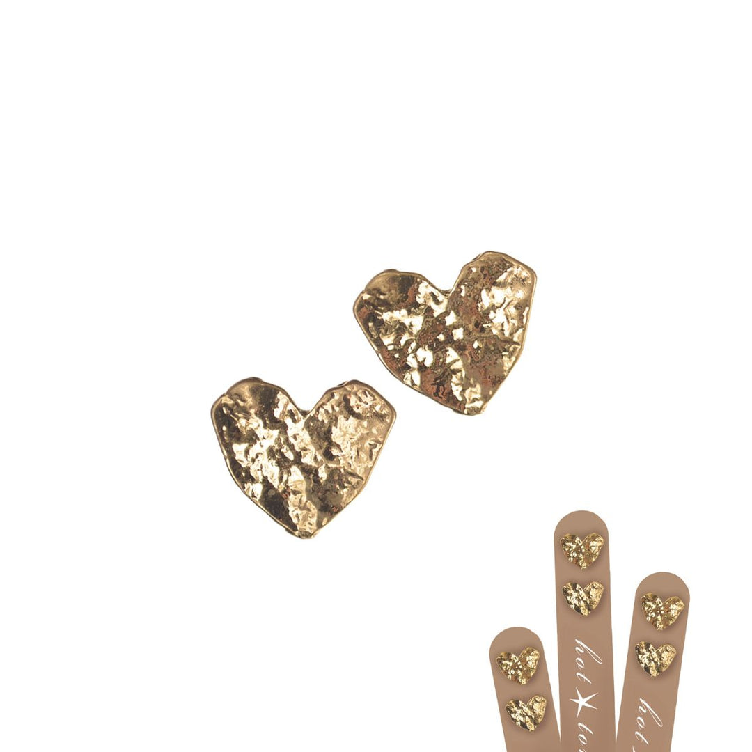 Molten Gold Heart Studs - Sugarplum Boutique