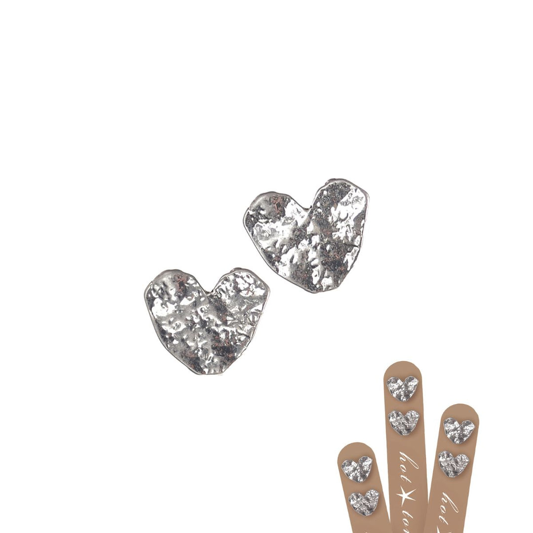 Molten Silver Heart Studs - Sugarplum Boutique
