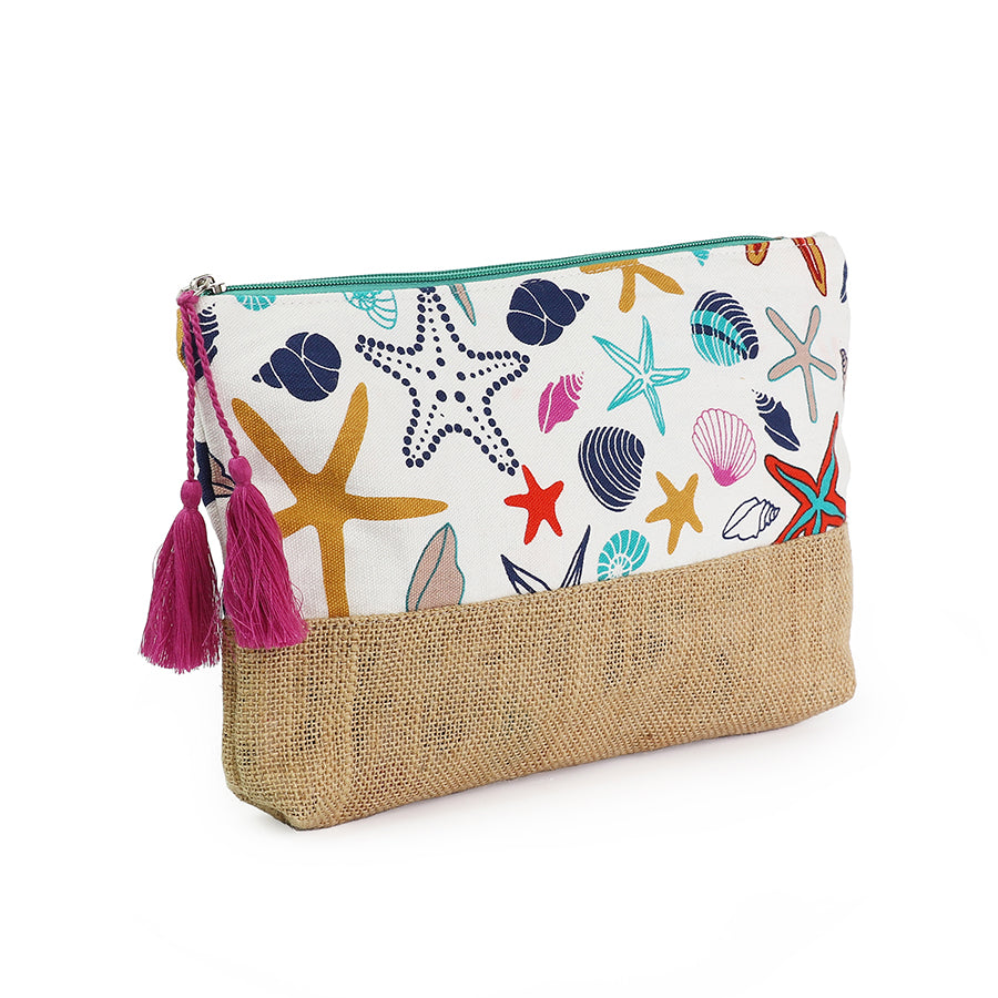 Multicolour Starfish Shell Print Travel Pouch - Sugarplum Boutique