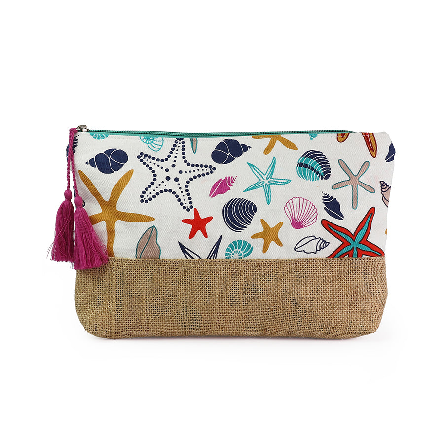 Multicolour Starfish Shell Print Travel Pouch - Sugarplum Boutique