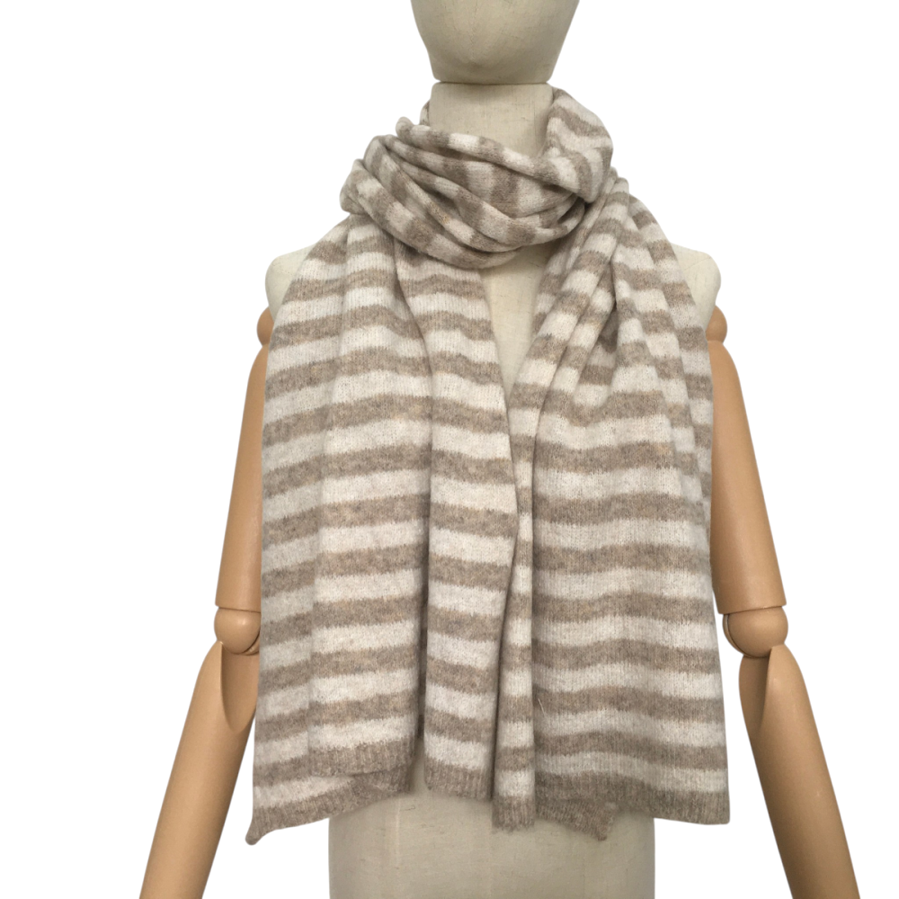 Nancy Cosy Striped Stone Winter Scarf - Sugarplum Boutique
