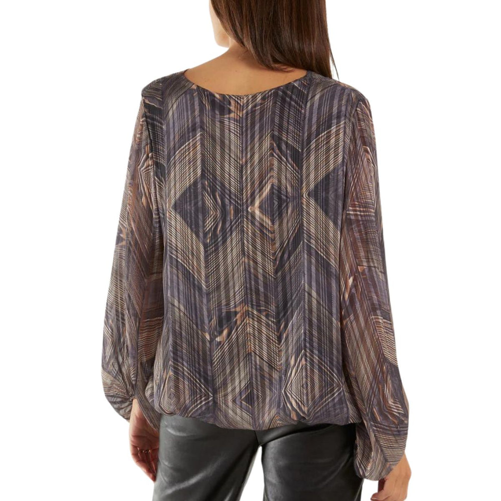Nanette Abstract Blouse Charcoal - Sugarplum Boutique