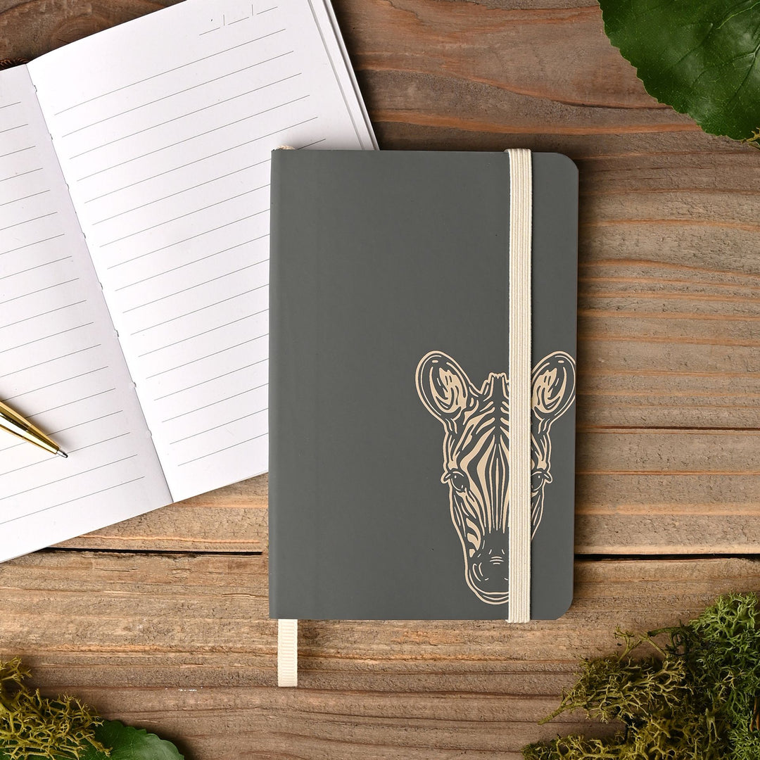 Naturecraft Zebra Recycled PU Notebook Charcoal Grey - Sugarplum Boutique