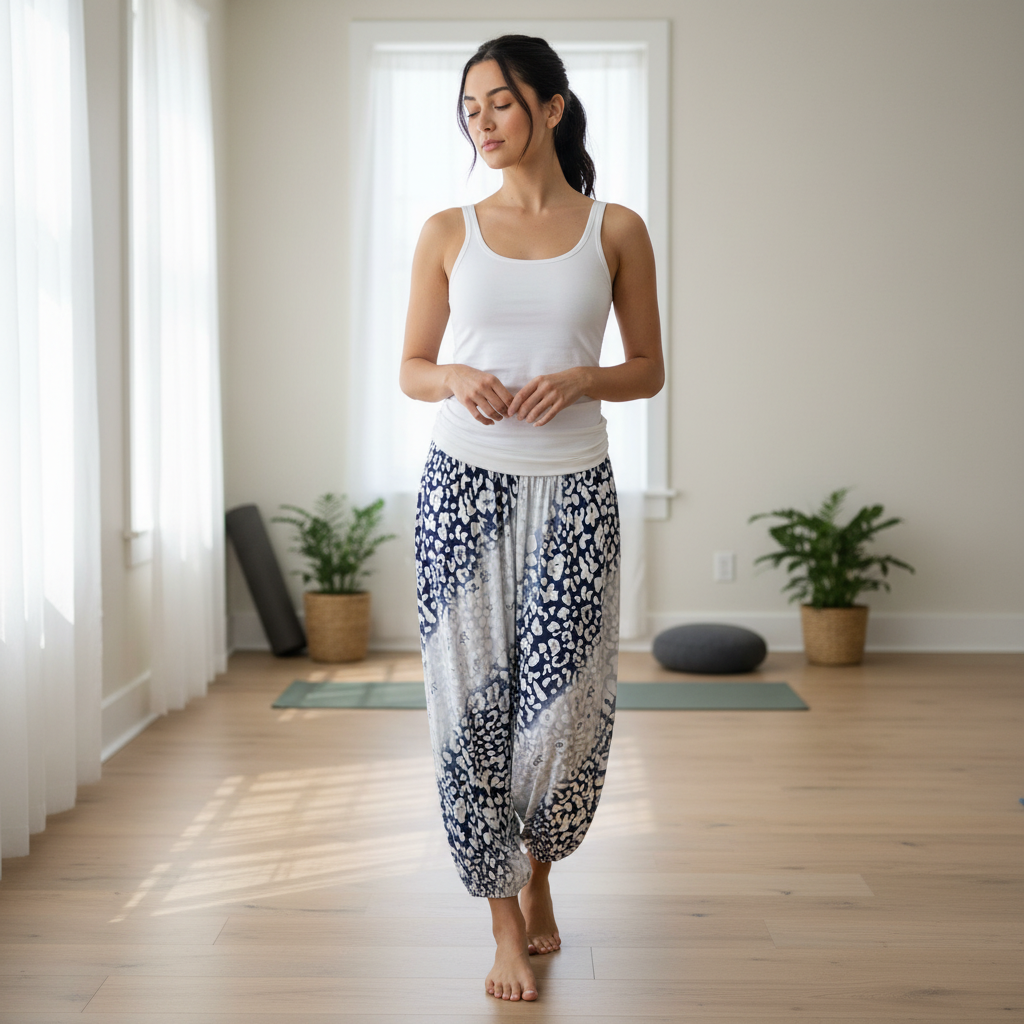 Ned White Print Harem Trousers - Sugarplum Boutique
