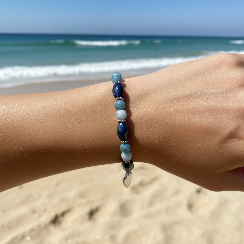 Nettie Navy Blue Facet Bracelet - Sugarplum Boutique
