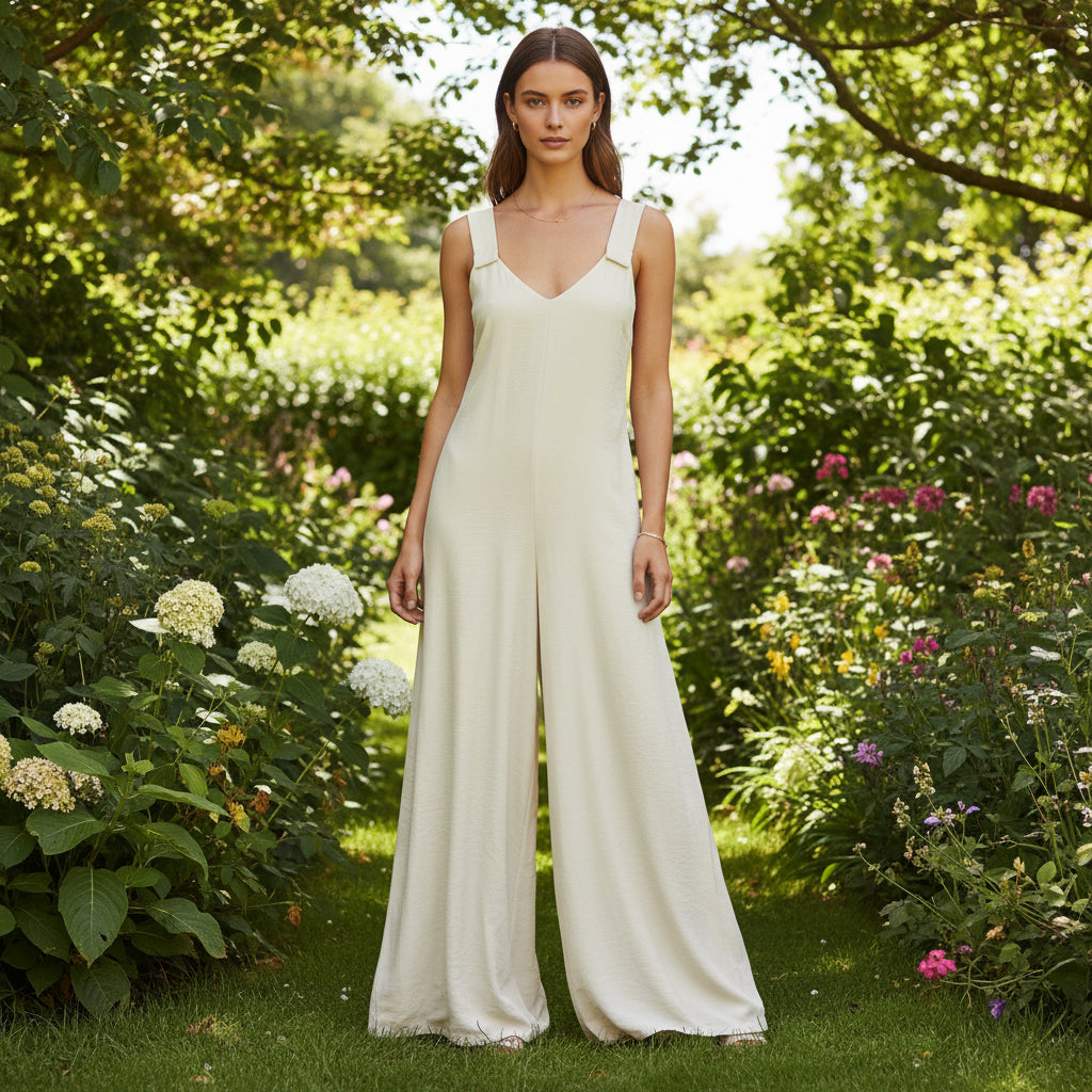 Newlyn Polka Dot Stone Wide Leg Jumpsuit - Sugarplum Boutique