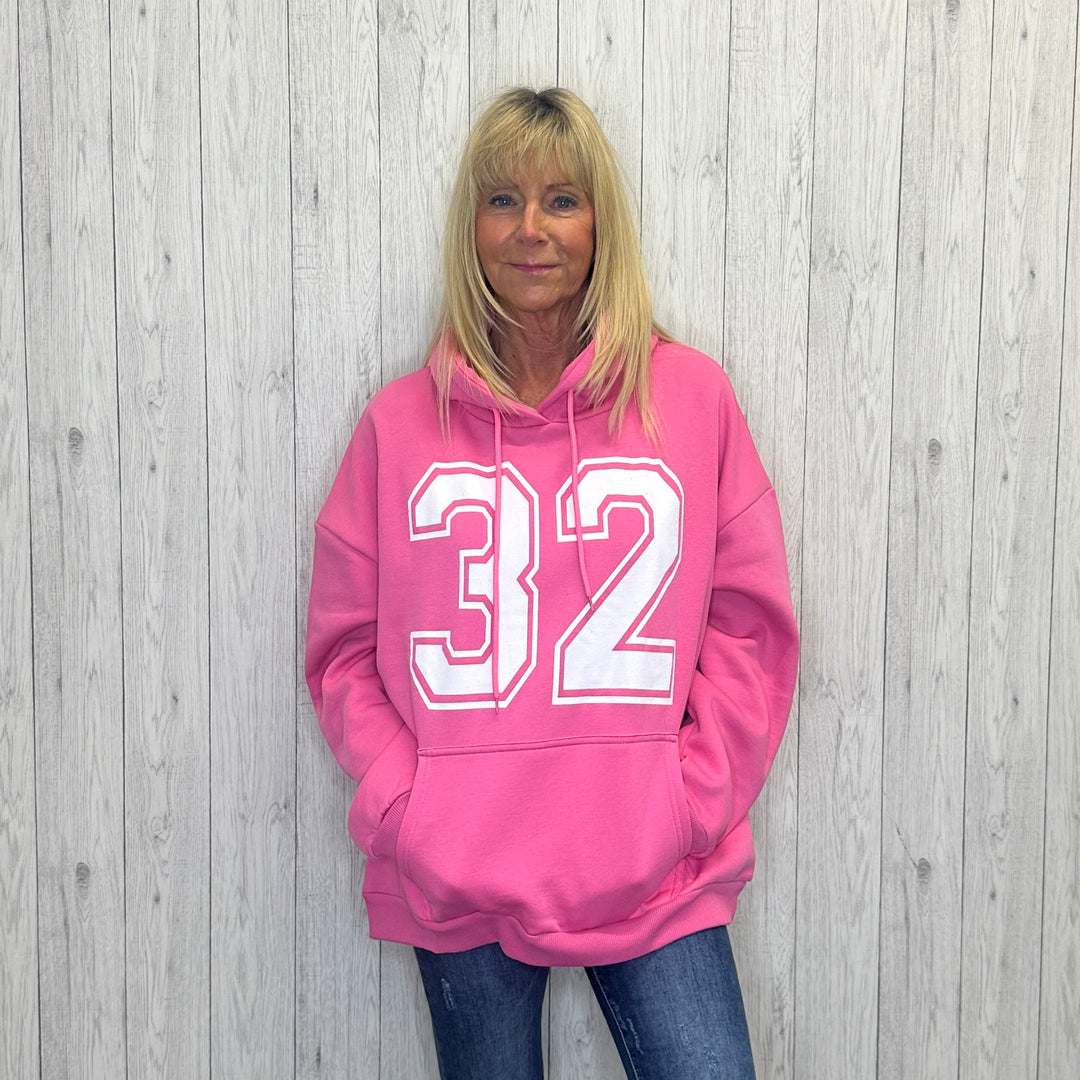 No.32 Bubblegum Pink Cotton Oversize Sweatshirt Hoodie - Sugarplum Boutique