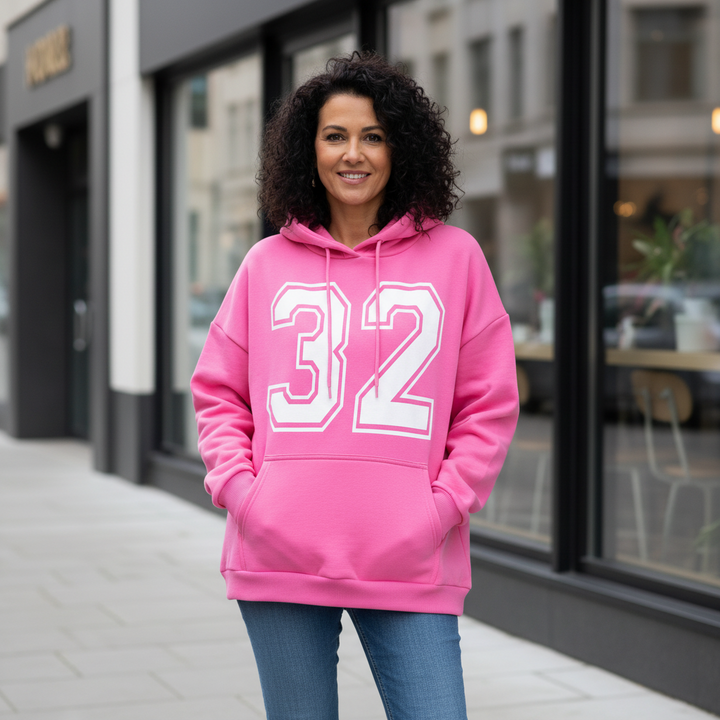 No.32 Bubblegum Pink Cotton Oversize Sweatshirt Hoodie