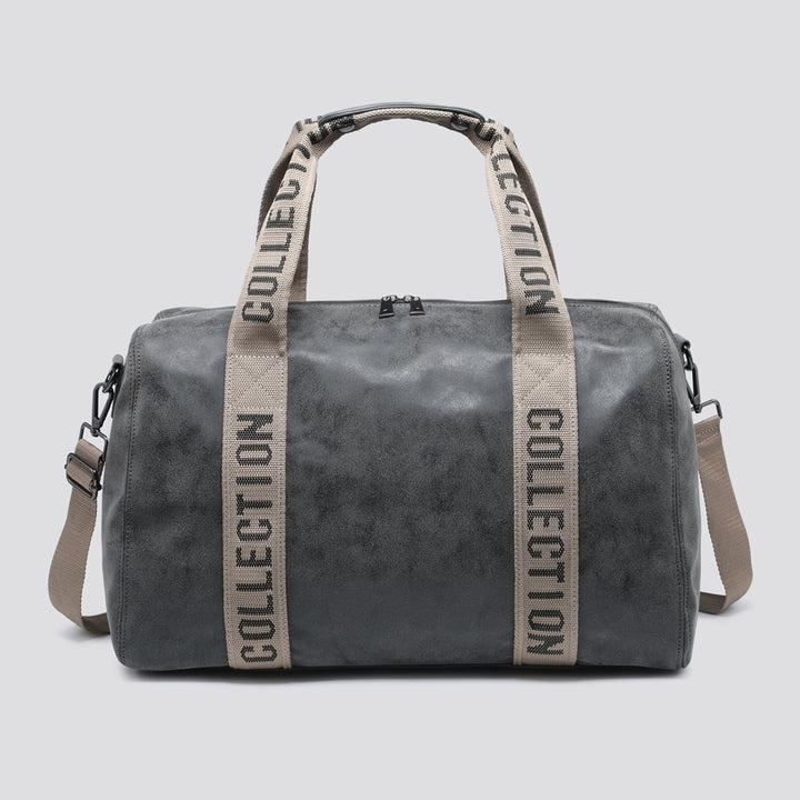 Oakland Faux Leather Overnight Holdall Charcoal Grey - Sugarplum Boutique