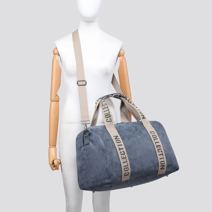 Oakland Faux Leather Overnight Holdall Navy Blue - Sugarplum Boutique