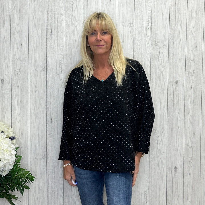 Olive Black Sparkle Tie Back Top - Sugarplum Boutique