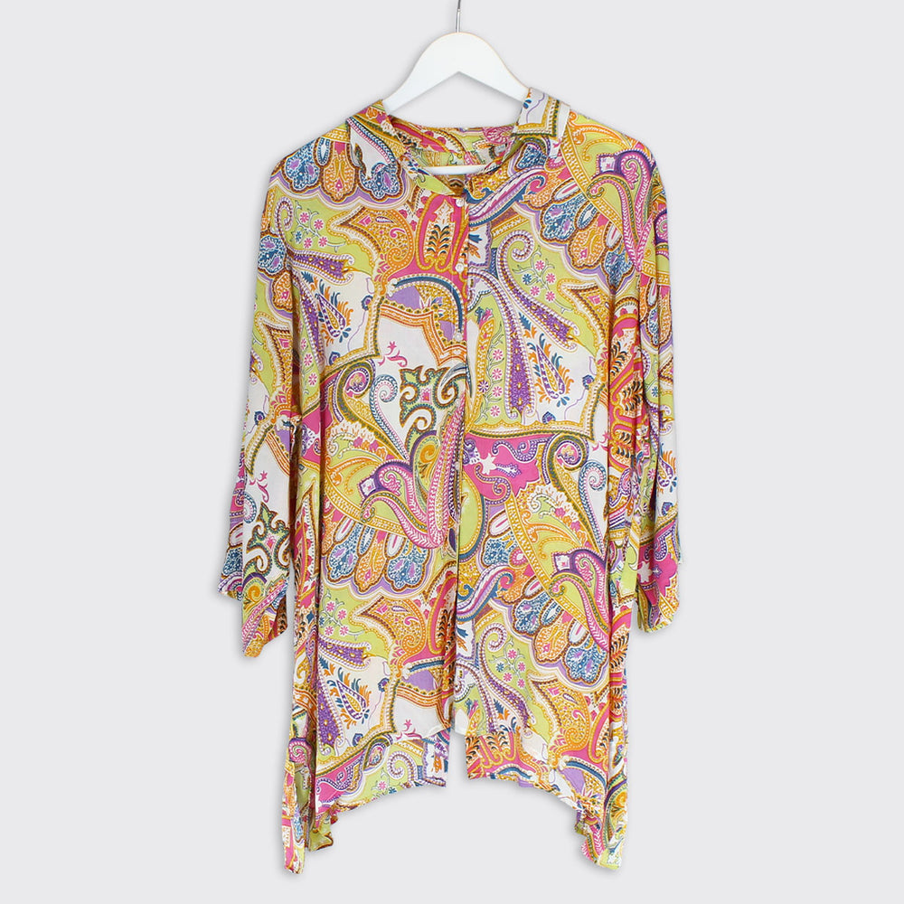 Orla Paisley Cotton Button Back Shirt Multicolour - Sugarplum Boutique