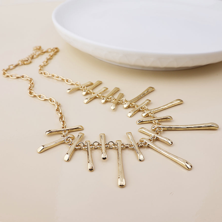 POM Cassia Golden Multi Mixed Length Bar Short Necklace - Sugarplum Boutique