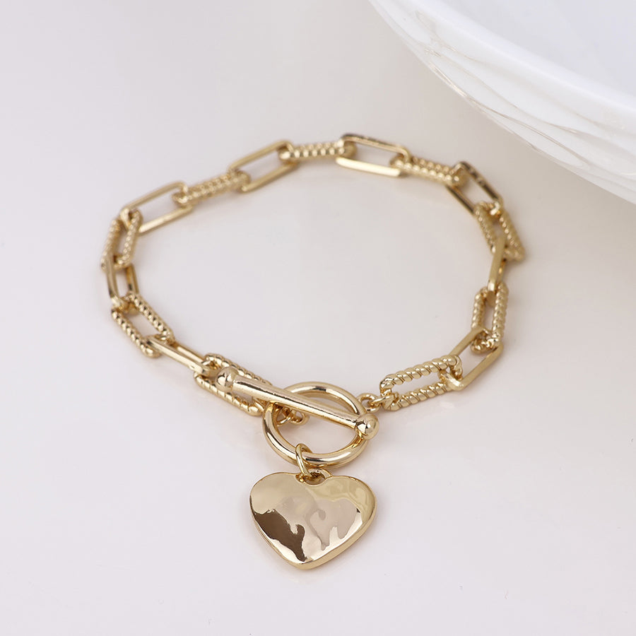 POM Foundry Golden Heart T-Bar Twist Links Bracelet - Sugarplum Boutique