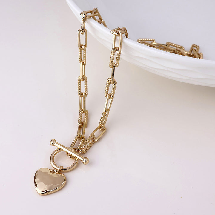 POM Foundry Golden Heart T-Bar Twist Links Short Necklace - Sugarplum Boutique