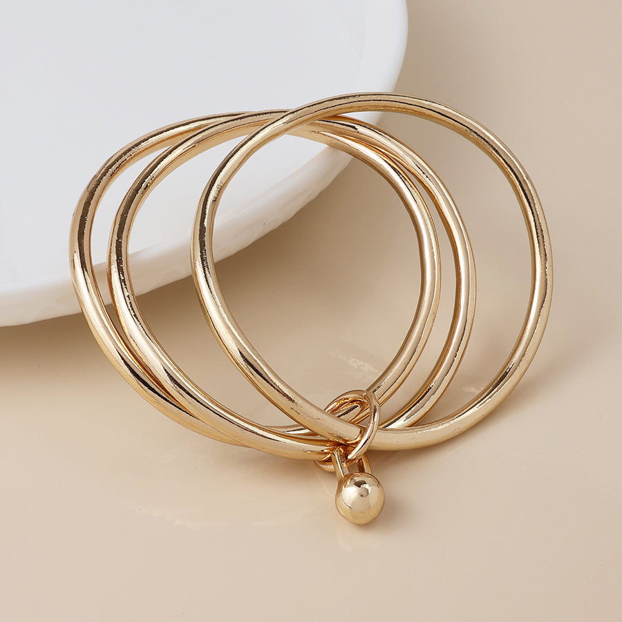 POM Gold Triple Ball Charm Bangle - Sugarplum Boutique