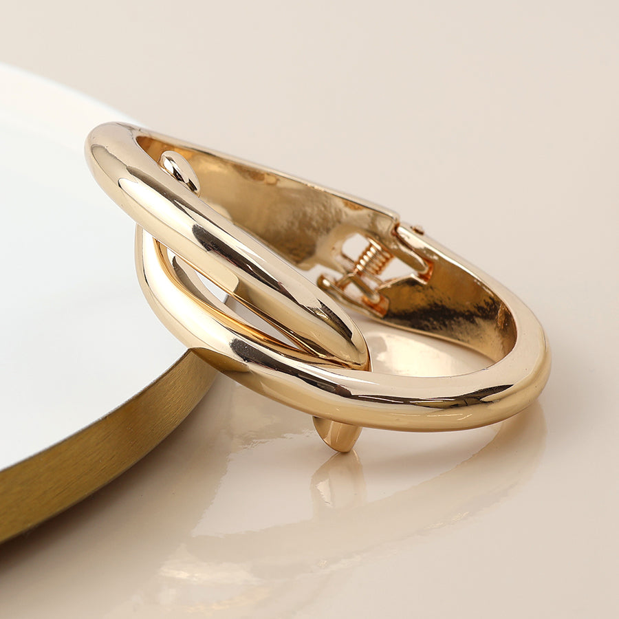 POM Golden Crossover Hinged Bangle - Sugarplum Boutique