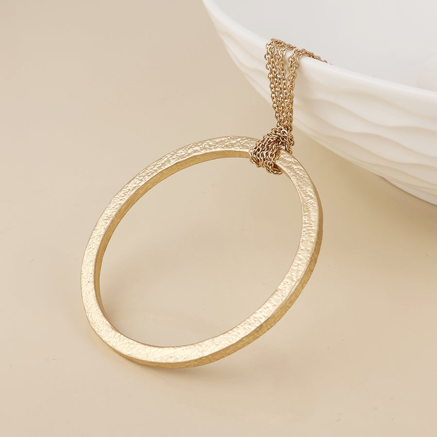 POM Luna Faux Gold Plated Large Hoop Layered Chains Long Necklace - Sugarplum Boutique