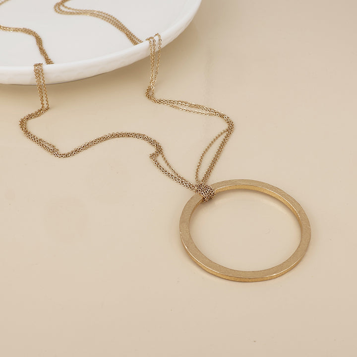 POM Luna Faux Gold Plated Large Hoop Layered Chains Long Necklace - Sugarplum Boutique