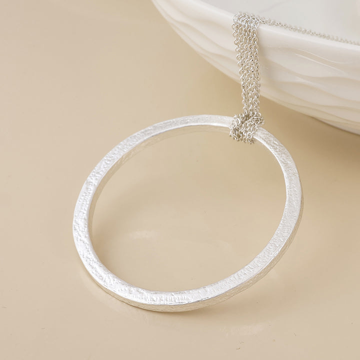 POM Luna Silver Plated Large Hoop Layered Chains Long Necklace - Sugarplum Boutique