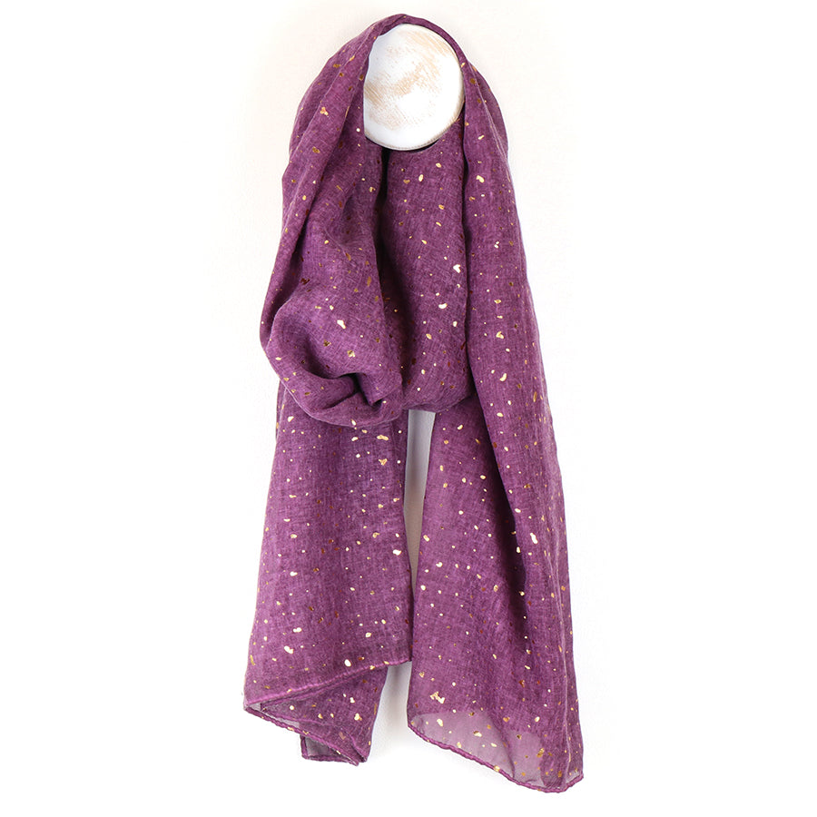 POM Magenta Pink Gold Scattered Spot Print Scarf - Sugarplum Boutique