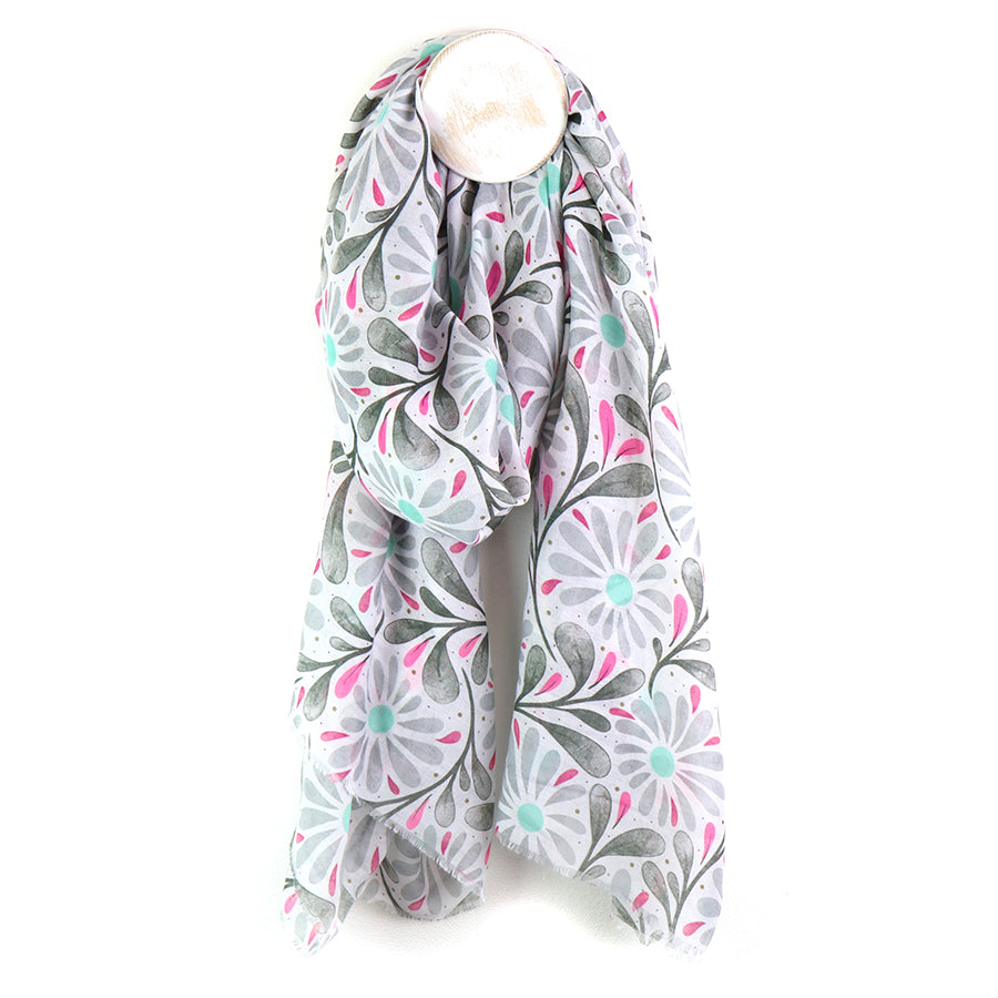 POM Multi Coloured Daisy Print Scarf - Sugarplum Boutique 