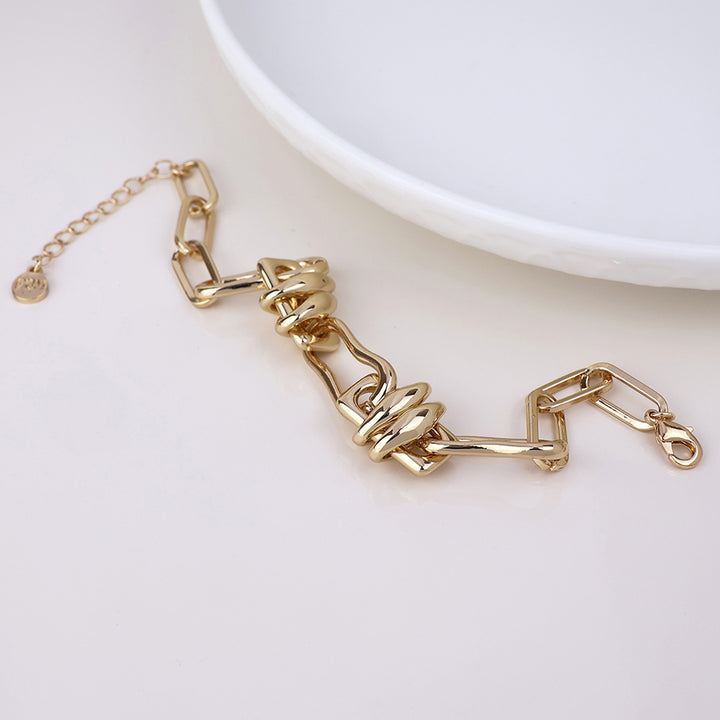 POM Odyssey Golden Polished Mixed Link Bracelet - Sugarplum Boutique