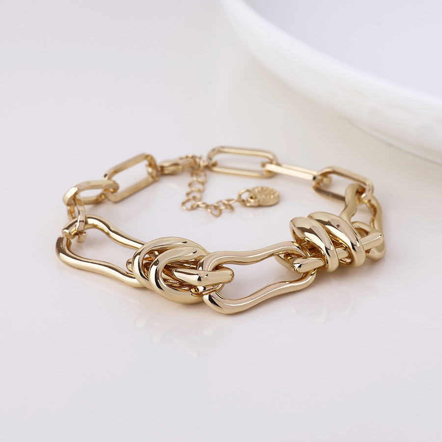 POM Odyssey Golden Polished Mixed Link Bracelet - Sugarplum Boutique